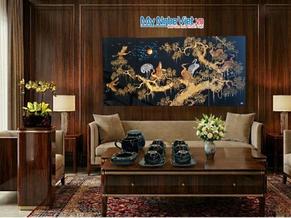 Tranh Tùng Hạc đắp nổi phù điêu MNV-SMA443-1 - Quà sang trọng