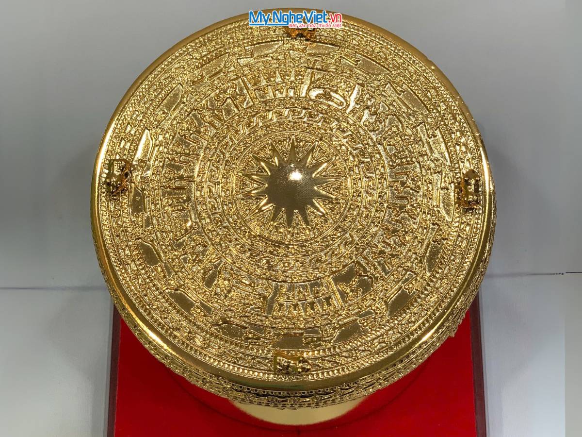 Trống đồng mạ vàng 24K D12cm – Đúc mạ vàng DD28-12D