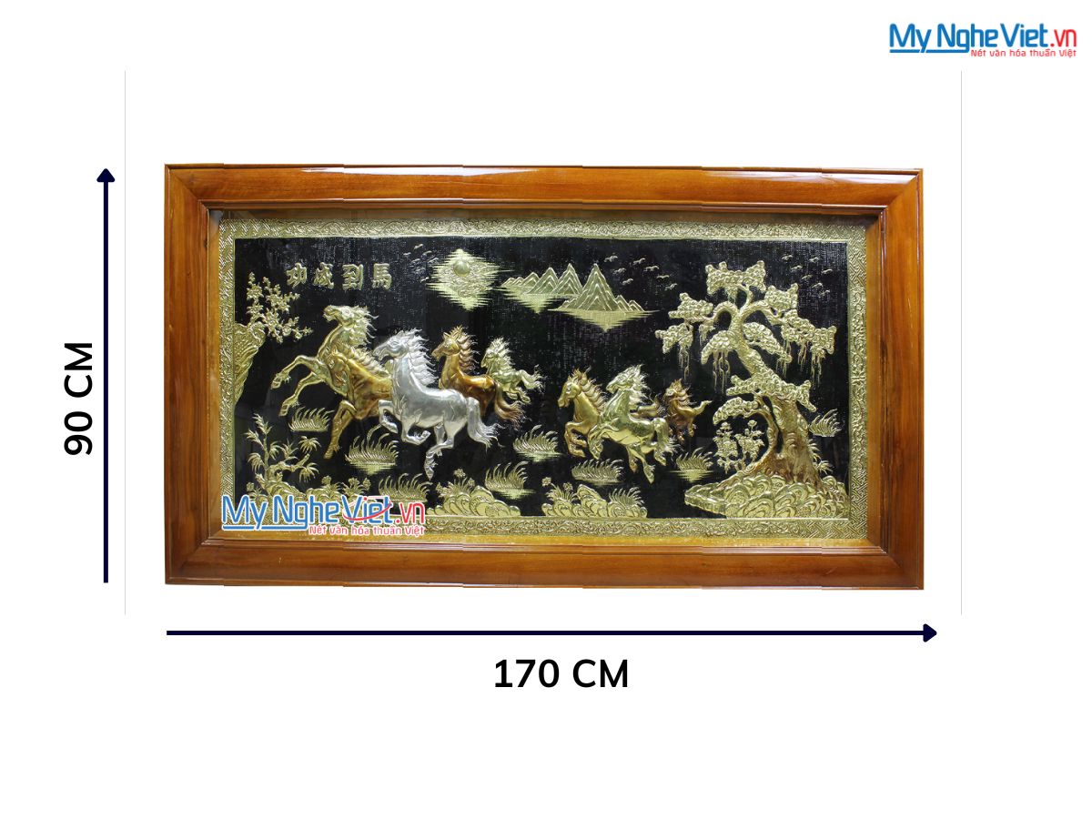 Tranh Đồng Mã Đáo nền đen Khung Nhựa