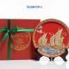 Tranh Đĩa Gốm Bát Tràng Thuận Buồm Xanh Coban Đắp Nổi - Quà biếu sang trọng