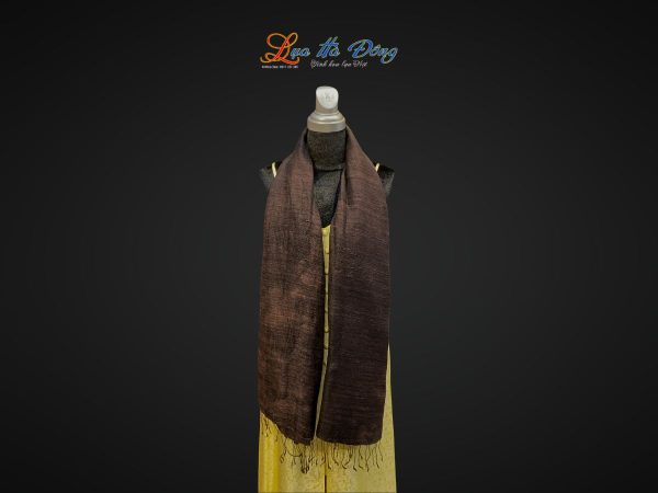 Khăn Lụa Trơn Màu Nâu Đen 100% silk MNV-KLPT002-1