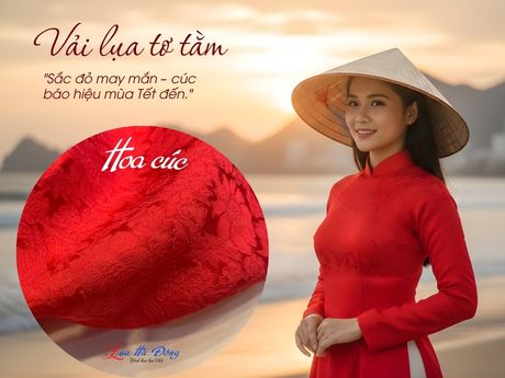 Vải lụa họa tiết cúc đỏ 4m MNV-LTA4.1