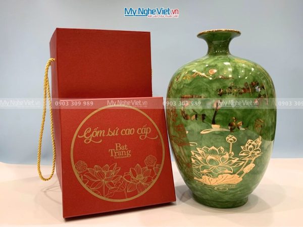 Bình Thu Tài Lộc Gốm Men Vân Đá Chữ "Tài Lộc" LHGML02.1