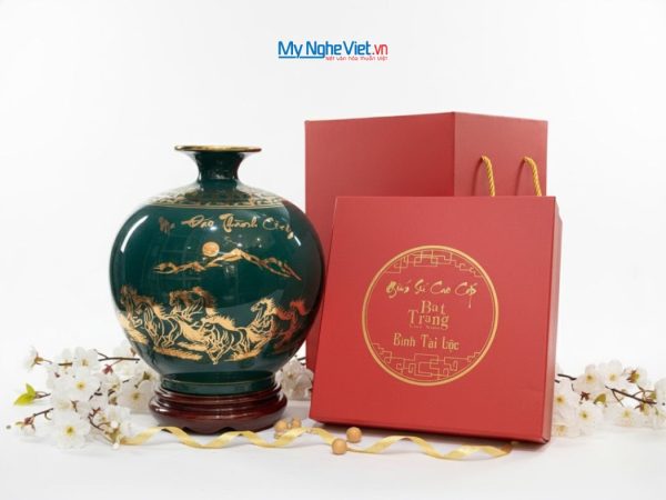 Bình Thu Tài Hút Lộc Đông Sơn Kim Bảo Vẽ Nhị Cảnh LHGML05 - Quà tặng sang trọng