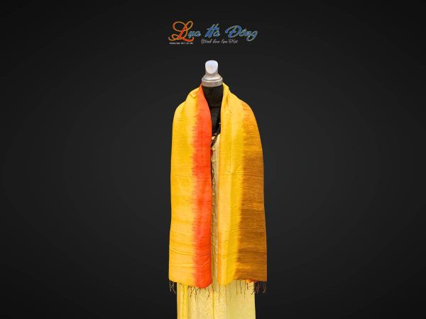 Khăn Choàng Cổ Lụa Tơ Tằm Đũi Cao Cấp Loang Màu Vàng Cam MNV-KLNC87180/4