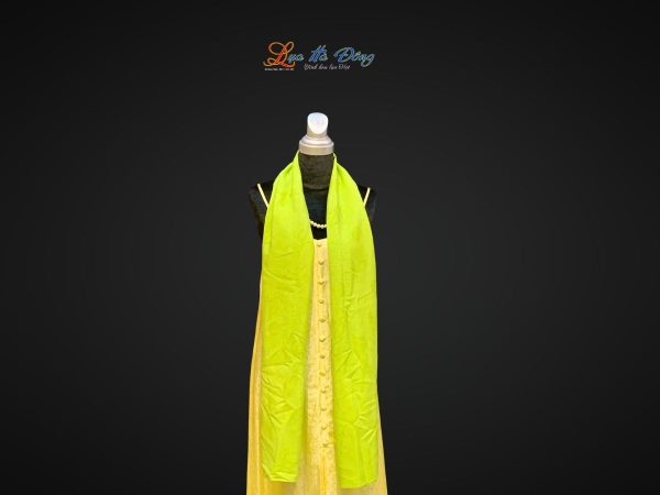 Khăn lụa vân cổ phượng thọ màu xanh non - Lụa Hà Đông 80x180cm KLNL89-6