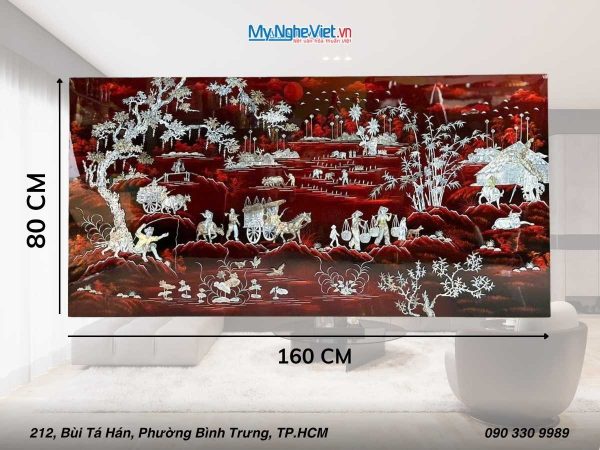 Tranh SM cẩn ốc đồng quê thanh bình 80x160 không khung TSM8161-1.1