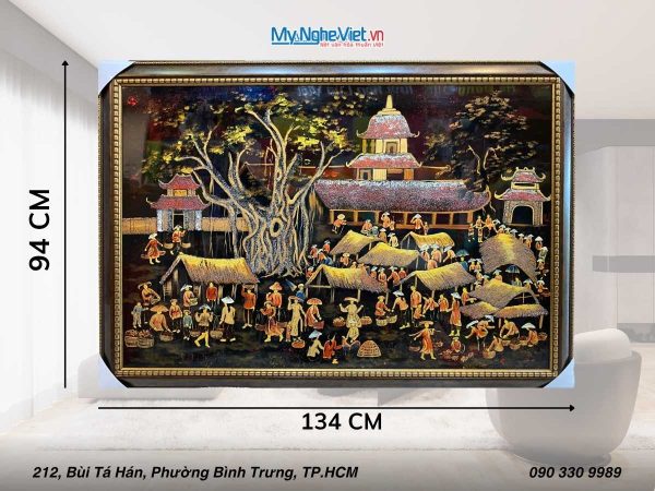 Bộ Tranh Sơn Mài Chợ Quê giả cổ TSMTBL8121