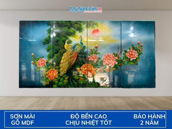 Bộ Tranh Sơn Mài Công Hồng Vẽ MNV-TSM486