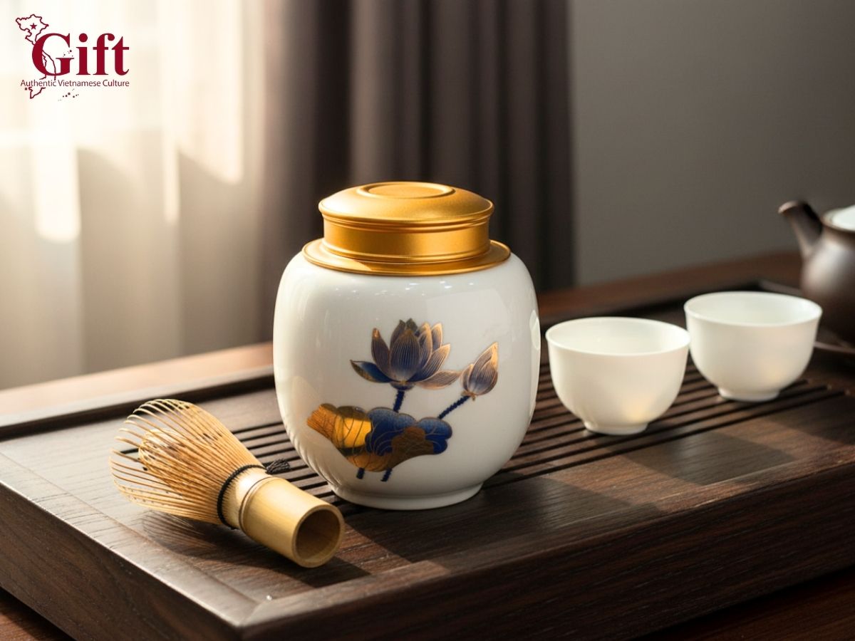 Hũ đựng trà, quà tặng doanh nghiệp gốm sứ cao cấp