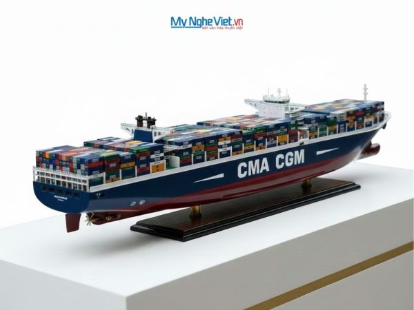 Mô Hình Tàu Container Gỗ Cao Cấp (Thân 100cm) - Mô hình thuyền gỗ trang trí