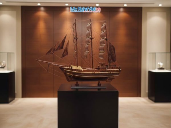 Mô hình thuyền buồm Kaiwo Maru gỗ cẩm lai (Thân 60cm) MNV-HVTB06 - Mô hình thuyền thuận buồm xuôi gió