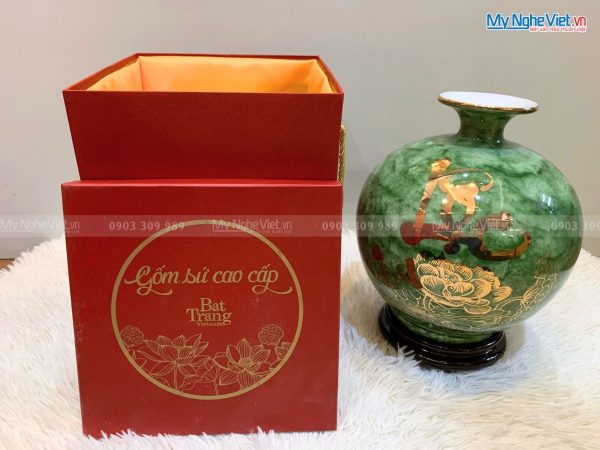 Bình thu tài hút lộc men vân đá Lộc Phúc H25cm MNV-VBT25/4